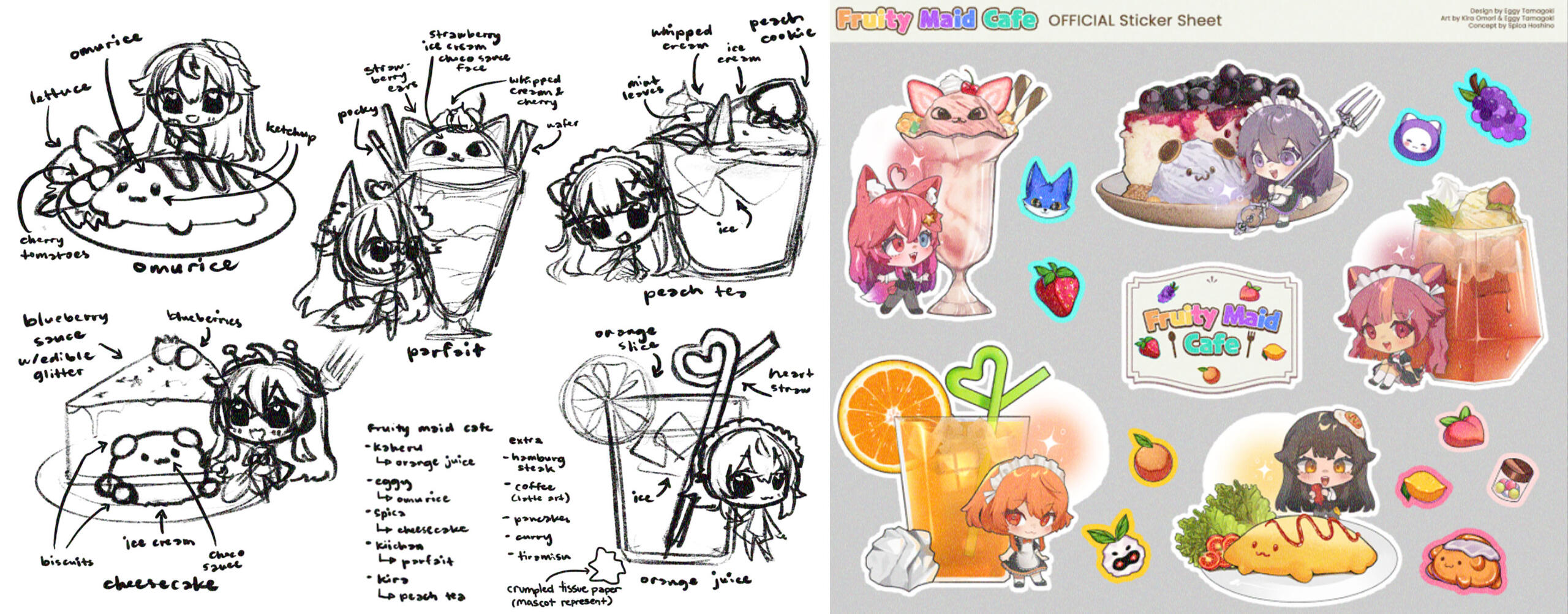 Chibi Dessert Concept Art vs Final Art
