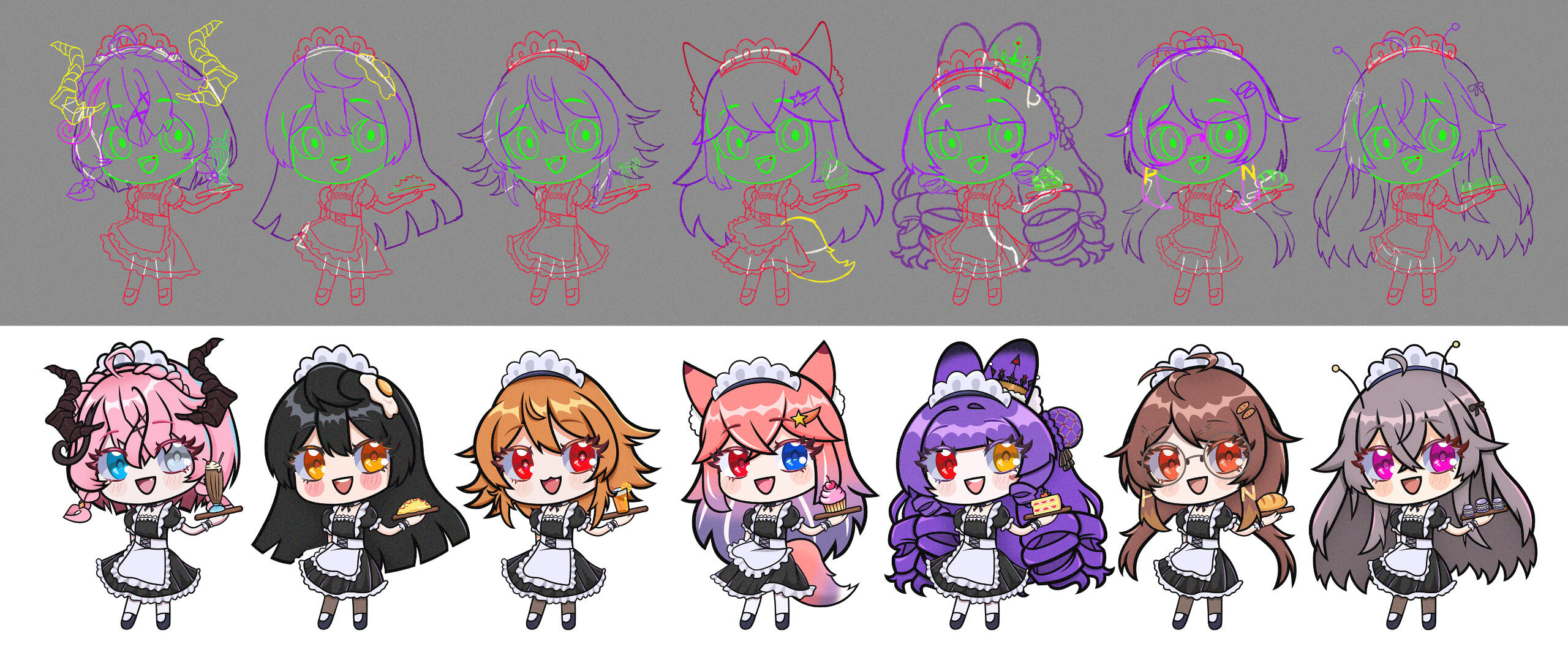 Chibi Sketch vs Final Art